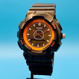 SHARP SHP8914 Men’s Ana-Digi Sport Wristwatch Backlight Chrono Works New Battery